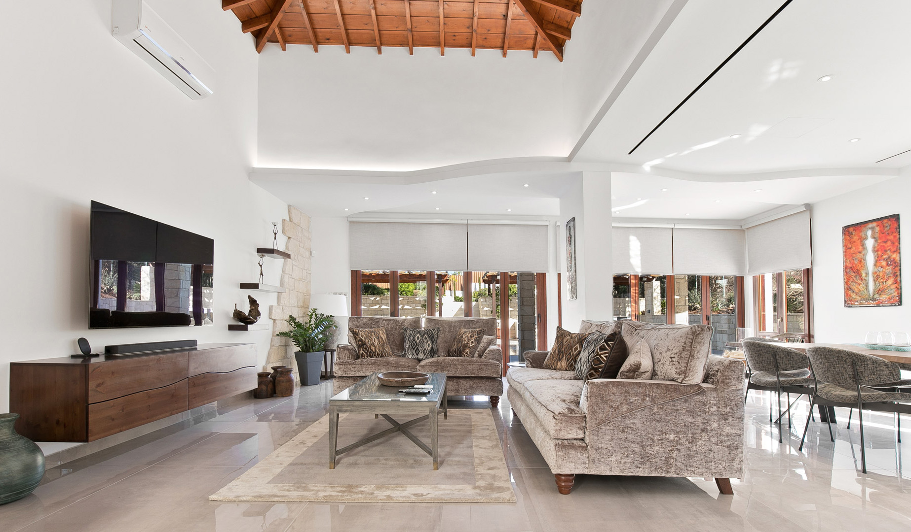 Image of living area inside Villa Agapi 220 on Aphrodite Hills Resort, following renovation.