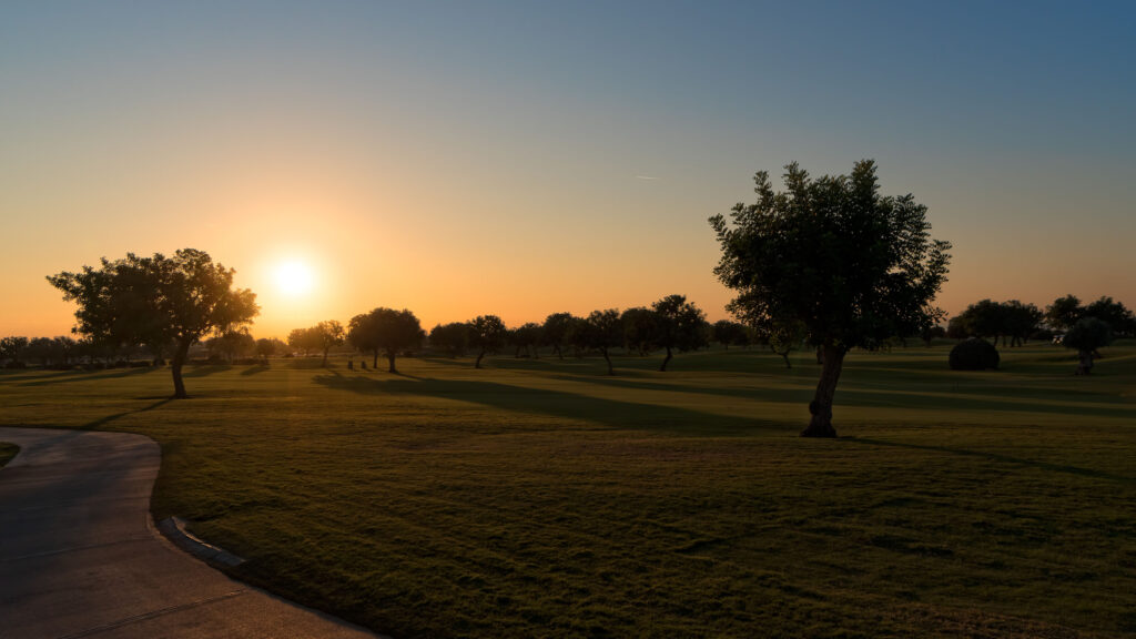 view of sunset over the golf course at Aphrodite Hills Resort, Cyprus