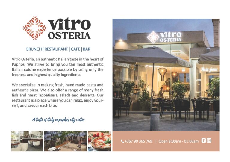 VITRO OSTERIA restaurant advert